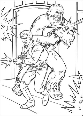 Han Solo And Chewbacca Coloring Page